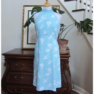 ANN TAYLOR Blue Floral Midi Halter Dress w/ Tie Back Size 6 New $110 Retail